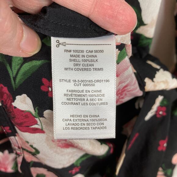 Equipment Femme Black&Pink Floral Clea Silk Button Front Shirt Dress Sz.M - Picture 15 of 16